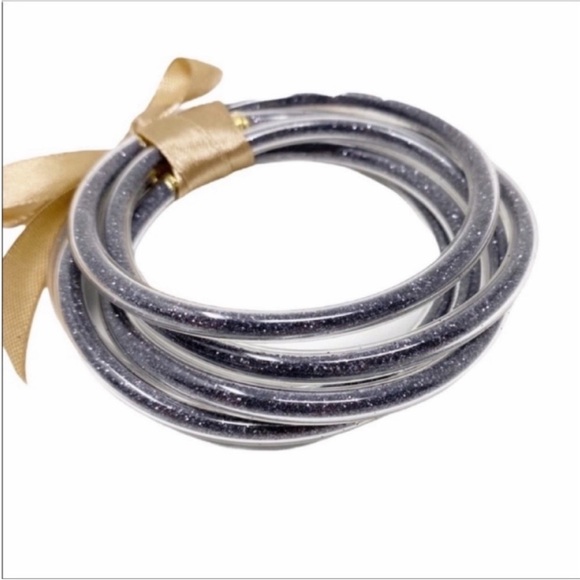 5 GRAY jelly bangle bracelet set NEW - Picture 4 of 6
